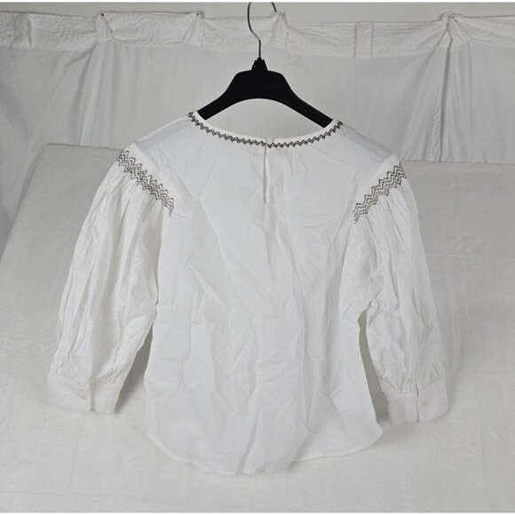 Madewell Embroidered Poplin Balloon-Sleeve Top Women White Cotton Small - Picture 5 of 11